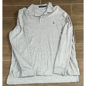 Polo Ralph Lauren Men's Pullover XL Gray Long Sleeve Regular Fit Purple Pony